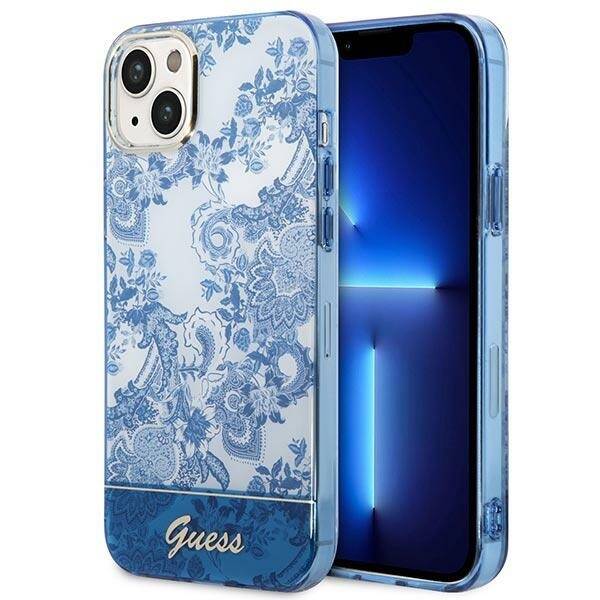 ETUI GUESS PORCELAIN COLLECTION DO IPHONE 14 PLUS / 15 PLUS BLUE