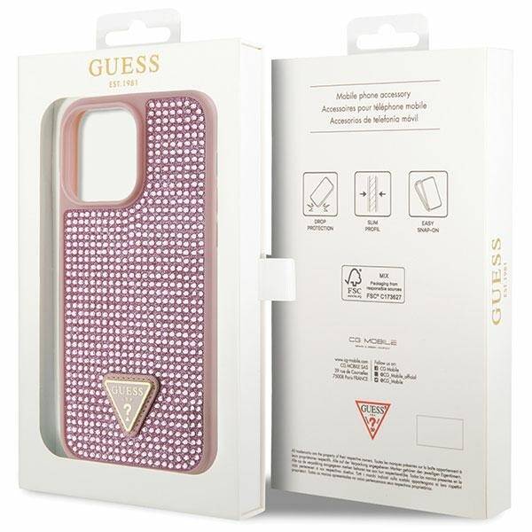 ETUI GUESS RHINESTONE TRIANGLE DO IPHONE 14 PRO MAX PINK