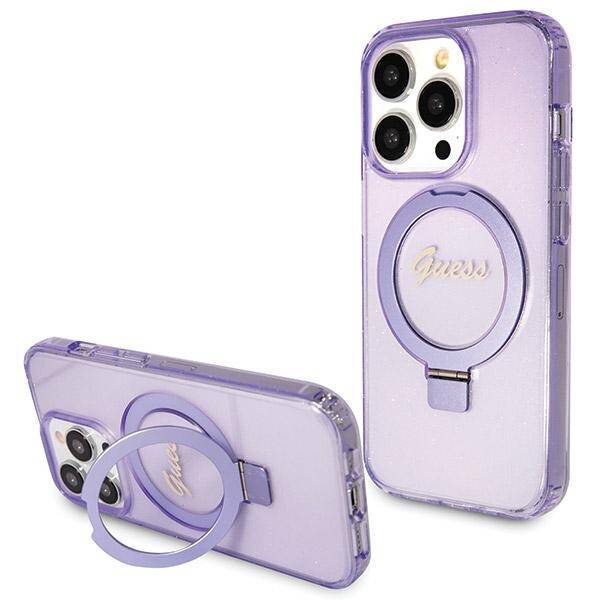 ETUI GUESS RING SCRIPT GLITTER MAGSAFE DO IPHONE 14 PRO PURPLE