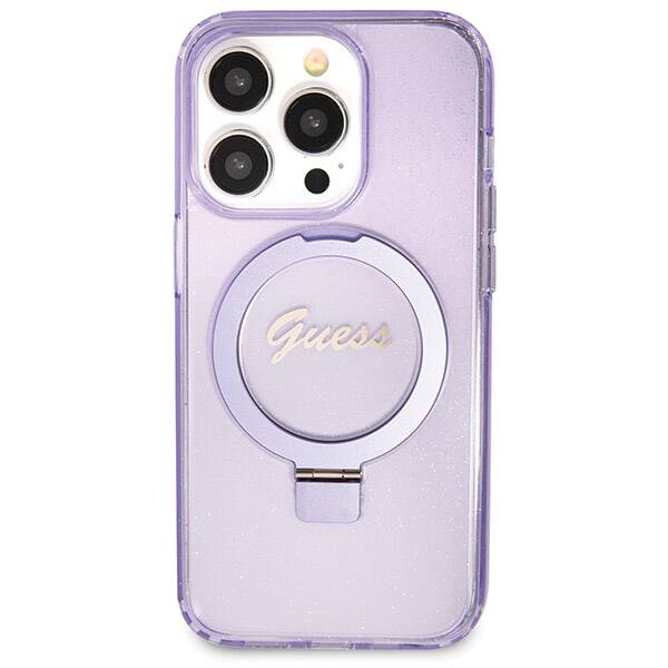 ETUI GUESS RING SCRIPT GLITTER MAGSAFE DO IPHONE 14 PRO PURPLE