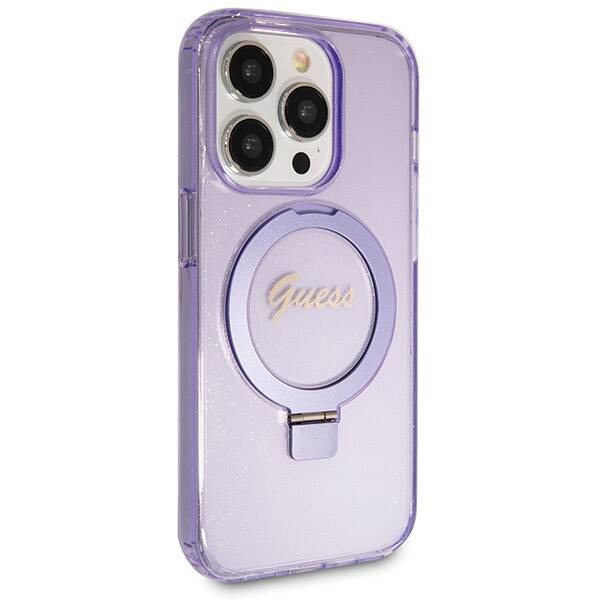 ETUI GUESS RING SCRIPT GLITTER MAGSAFE DO IPHONE 14 PRO PURPLE