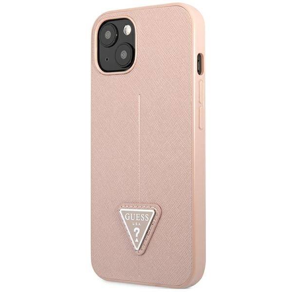 ETUI GUESS SAFFIANO TRIANGLE LOGO DO IPHONE 14 / 15 PINK