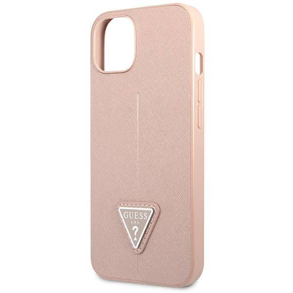 ETUI GUESS SAFFIANO TRIANGLE LOGO DO IPHONE 14 / 15 PINK