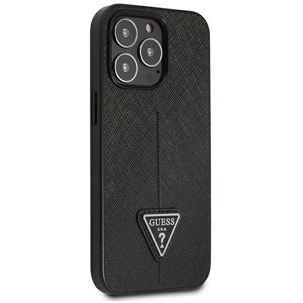 ETUI GUESS SAFFIANO TRIANGLE LOGO DO IPHONE 14 PRO MAX BLACK