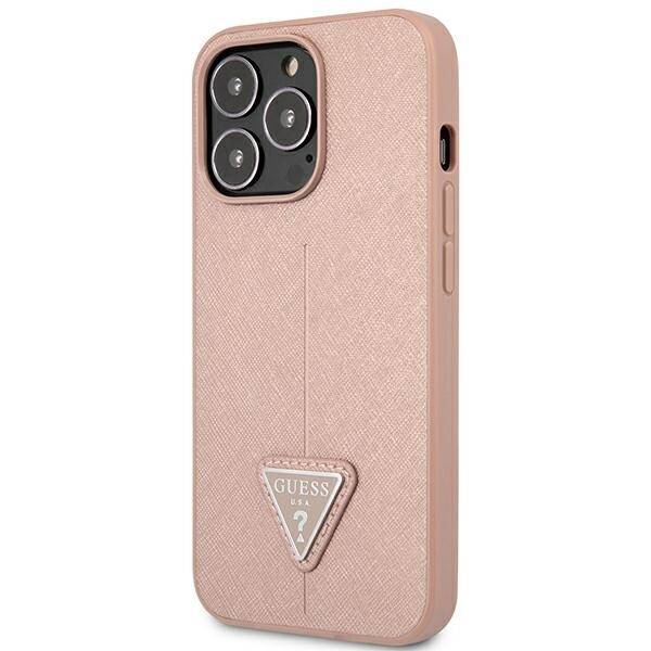 ETUI GUESS SAFFIANO TRIANGLE LOGO DO IPHONE 14 PRO MAX PINK