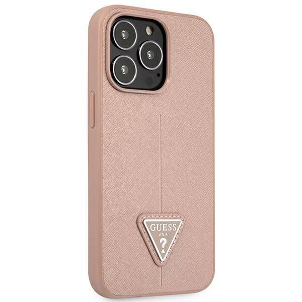 ETUI GUESS SAFFIANO TRIANGLE LOGO DO IPHONE 14 PRO MAX PINK