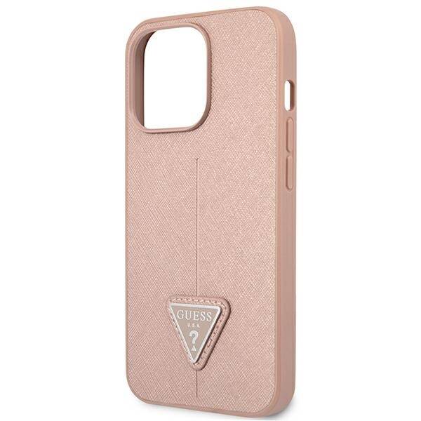 ETUI GUESS SAFFIANO TRIANGLE LOGO DO IPHONE 14 PRO MAX PINK