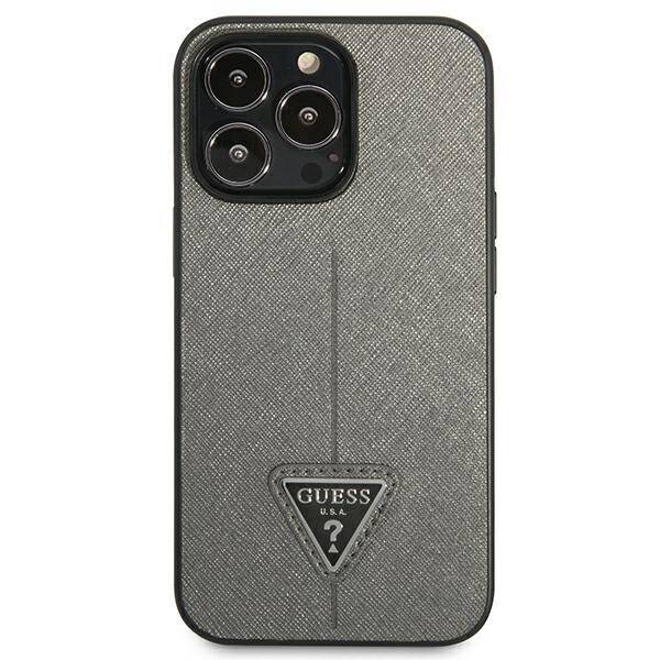 ETUI GUESS SAFFIANO TRIANGLE LOGO DO IPHONE 14 PRO MAX SILVER