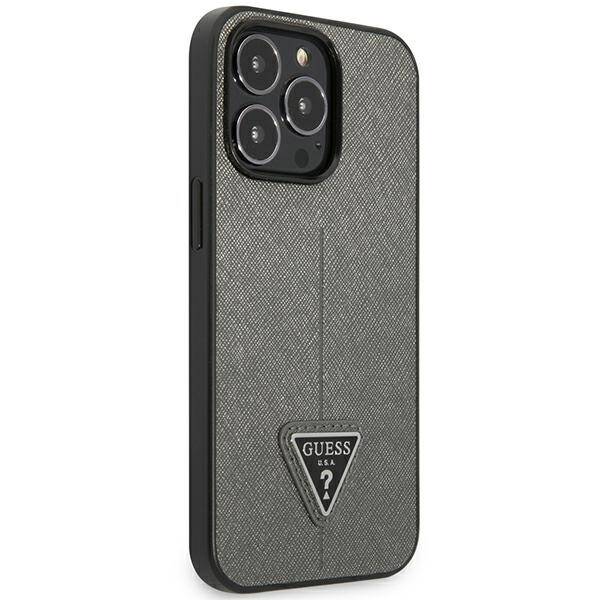 ETUI GUESS SAFFIANO TRIANGLE LOGO DO IPHONE 14 PRO MAX SILVER