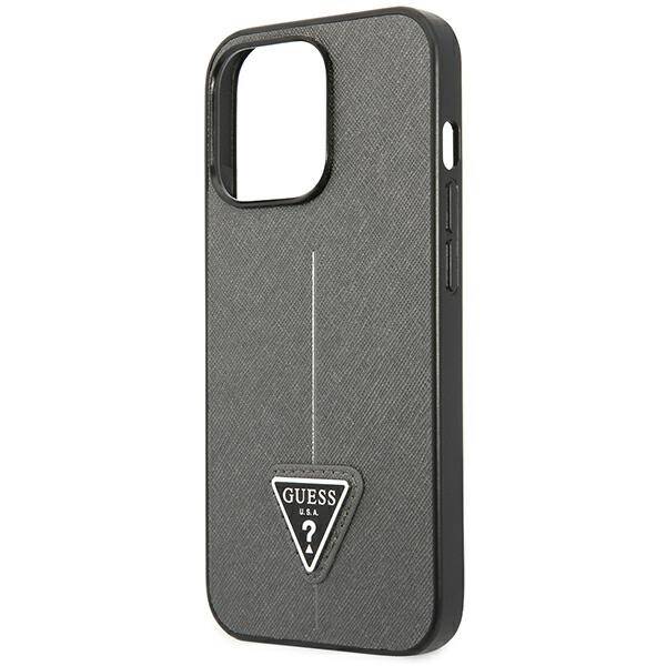 ETUI GUESS SAFFIANO TRIANGLE LOGO DO IPHONE 14 PRO MAX SILVER