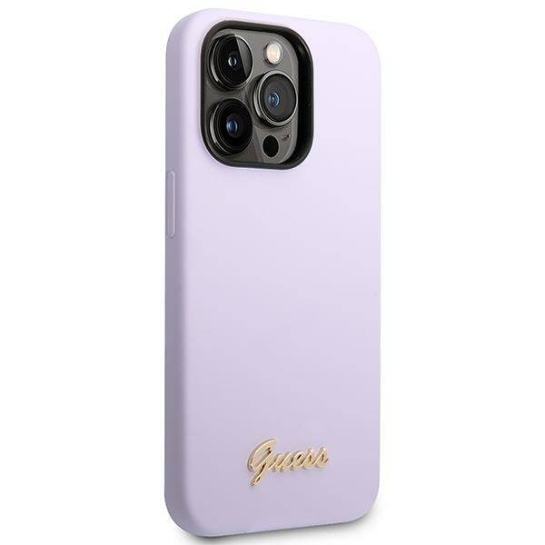 ETUI GUESS SILICONE GOLD LOGO DO IPHONE 14 PRO MAX PURPLE