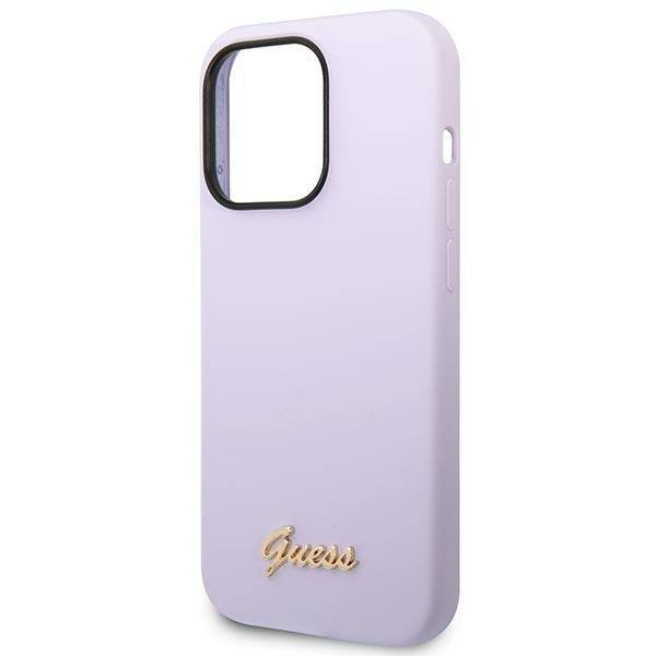 ETUI GUESS SILICONE GOLD LOGO DO IPHONE 14 PRO MAX PURPLE