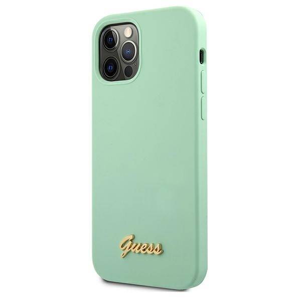 ETUI GUESS SILICONE VINTAGE GOLD LOGO do IPHONE 12 / 12 PRO