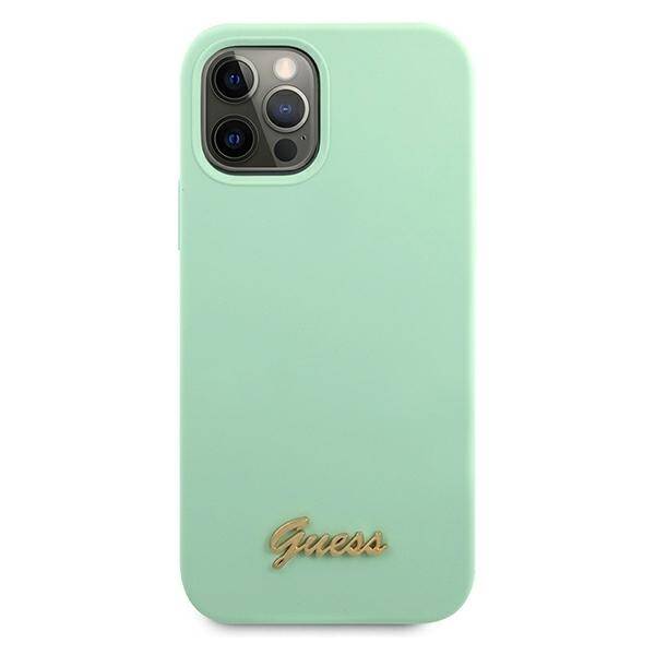 ETUI GUESS SILICONE VINTAGE GOLD LOGO do IPHONE 12 / 12 PRO