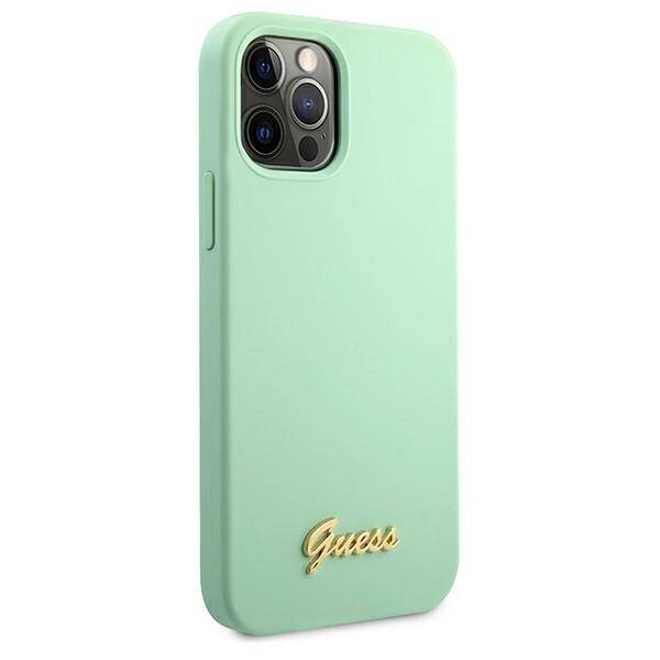 ETUI GUESS SILICONE VINTAGE GOLD LOGO do IPHONE 12 / 12 PRO