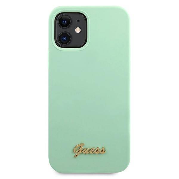 ETUI GUESS SILICONE VINTAGE GOLD LOGO do IPHONE 12 MINI