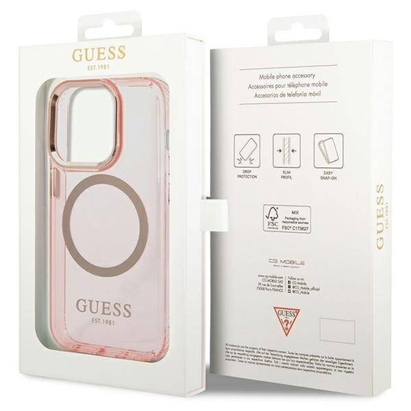 ETUI GUESS TRANSLUCENT MAGSAFE DO IPHONE 14 PRO MAX PINK