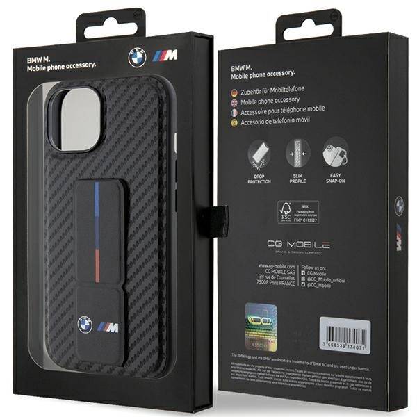 ETUI HARD BMW DO IPHONE 13/14/15 STAND SMOOTH CARBON BLACK