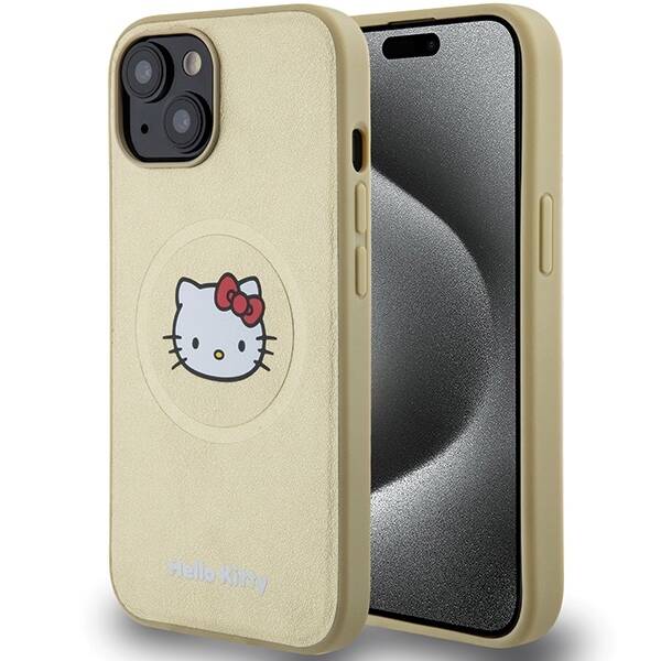 ETUI HELLO KITTY LEATHER MAGSAFE DO IPHONE 14 / 15 GOLD