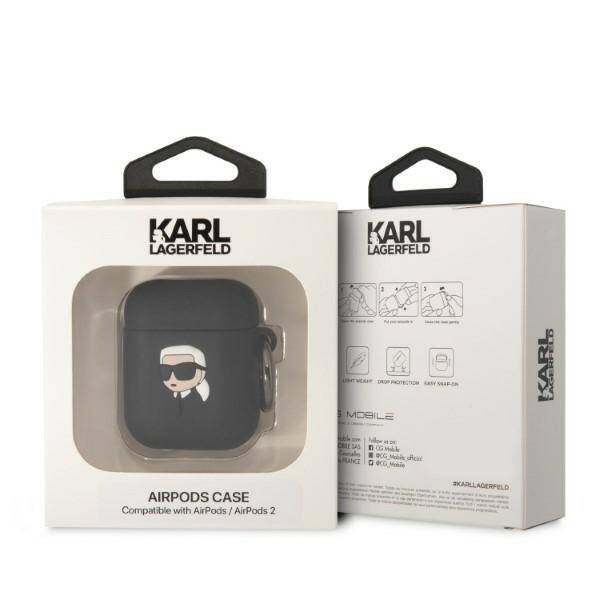 ETUI KARL LAGERFELD DO AIRPODS 1/2 COVER SILIVONE BLACK