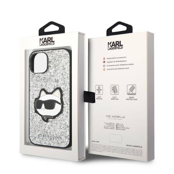 ETUI KARL LAGERFELD GLITTER CHOUPETTE HEAD DO IPHONE 14 PLUS / 15 PLUS