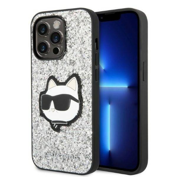 ETUI KARL LAGERFELD GLITTER CHOUPETTE HEAD DO IPHONE 14 PRO SILVER