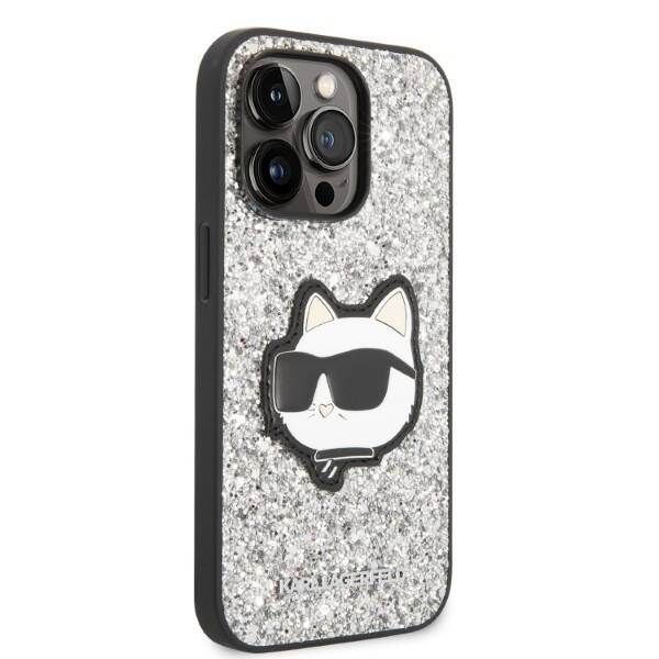 ETUI KARL LAGERFELD GLITTER CHOUPETTE HEAD DO IPHONE 14 PRO SILVER