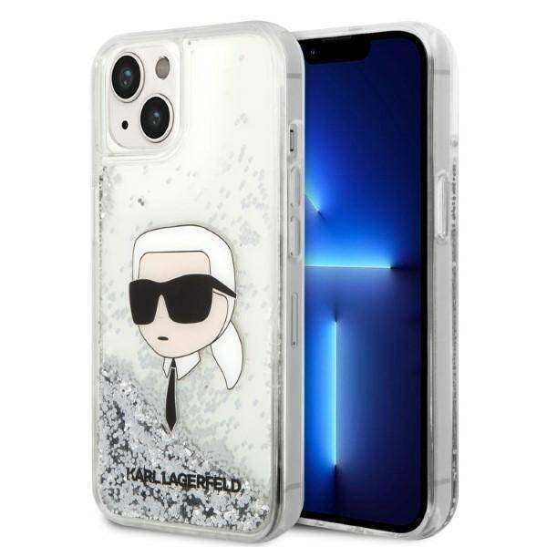 ETUI KARL LAGERFELD GLITTER HEAD DO IPHONE 14 PLUS / 15 PLUS SILVER