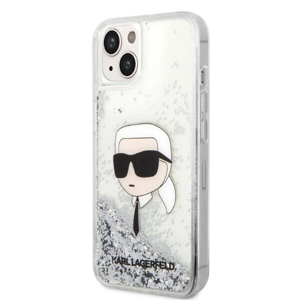 ETUI KARL LAGERFELD GLITTER HEAD DO IPHONE 14 PLUS / 15 PLUS SILVER