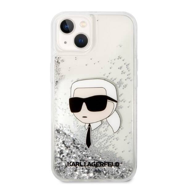 ETUI KARL LAGERFELD GLITTER HEAD DO IPHONE 14 PLUS / 15 PLUS SILVER