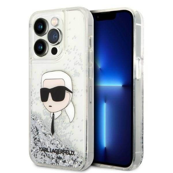 ETUI KARL LAGERFELD GLITTER HEAD DO IPHONE 14 PRO SILVER