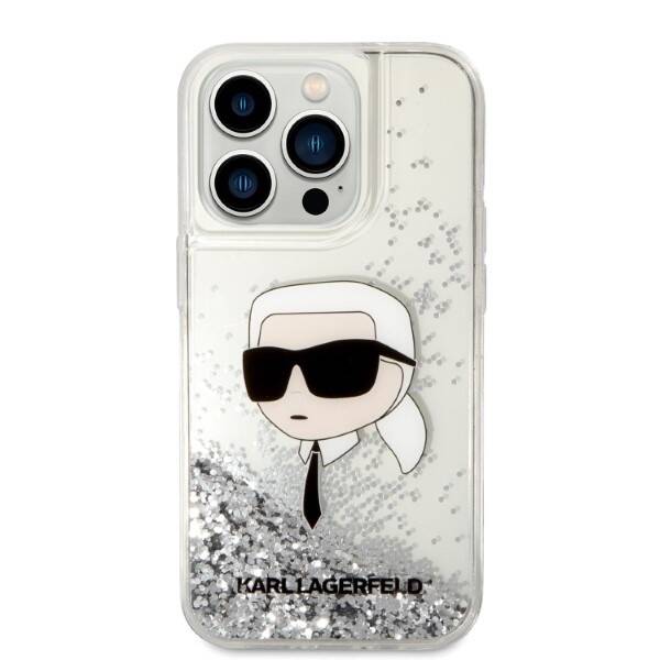 ETUI KARL LAGERFELD GLITTER HEAD DO IPHONE 14 PRO SILVER