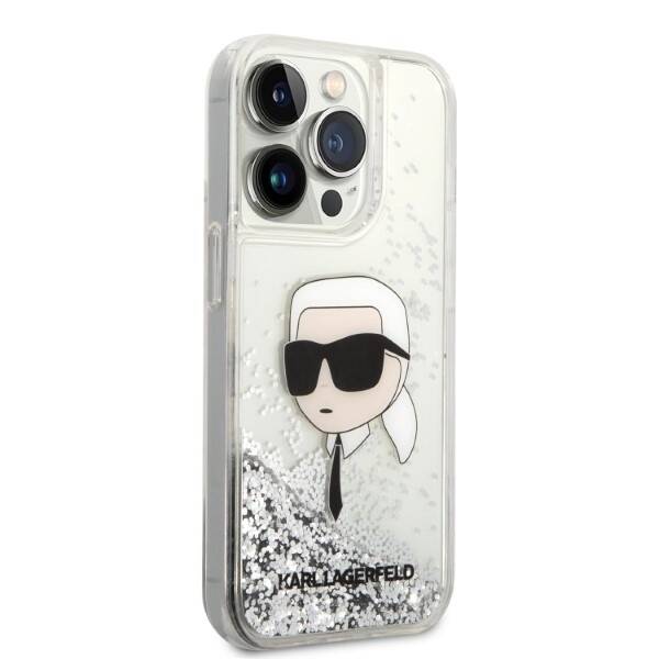 ETUI KARL LAGERFELD GLITTER HEAD DO IPHONE 14 PRO SILVER