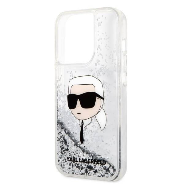 ETUI KARL LAGERFELD GLITTER HEAD DO IPHONE 14 PRO SILVER