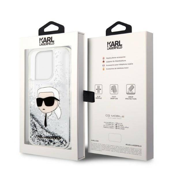 ETUI KARL LAGERFELD GLITTER HEAD DO IPHONE 14 PRO SILVER