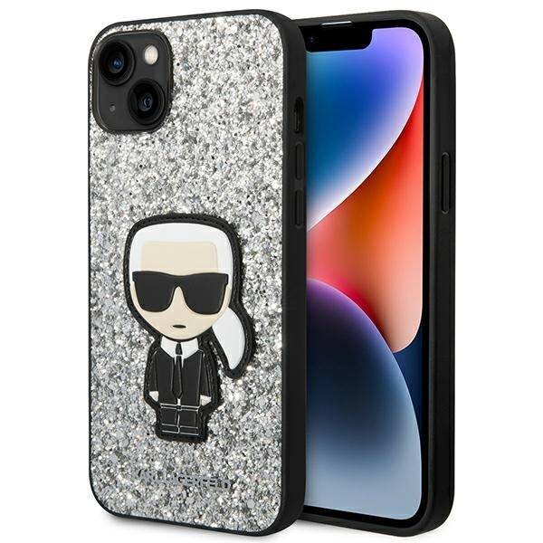 ETUI KARL LAGERFELD GLITTER IKONIK DO IPHONE 14  / 15 SILVER