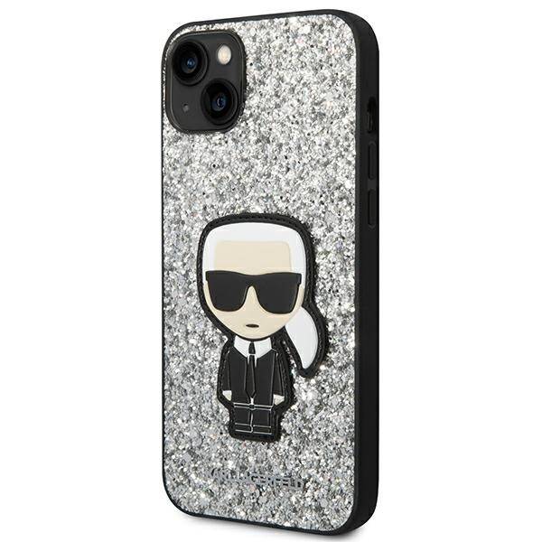 ETUI KARL LAGERFELD GLITTER IKONIK DO IPHONE 14  / 15 SILVER