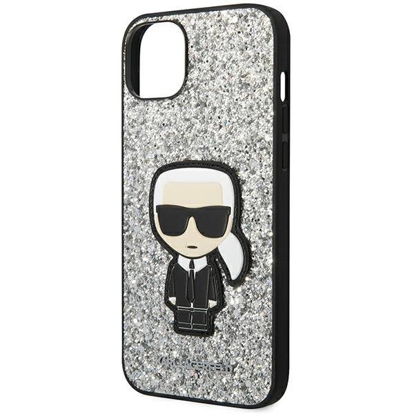 ETUI KARL LAGERFELD GLITTER IKONIK DO IPHONE 14  / 15 SILVER