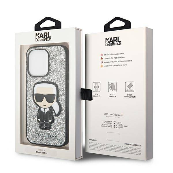 ETUI KARL LAGERFELD LIQUID GLITTER DO IPHONE 14 PRO SILVER