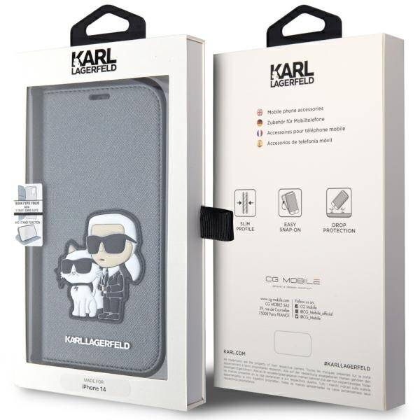 ETUI KARL LAGERFELD SAFFIANO CHOUPETTE DO IPHONE 14 /15 SILVER