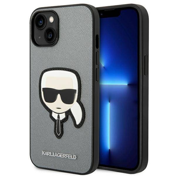 ETUI KARL LAGERFELD SAFFIANO DO IPHONE 14 / 15 SILVER