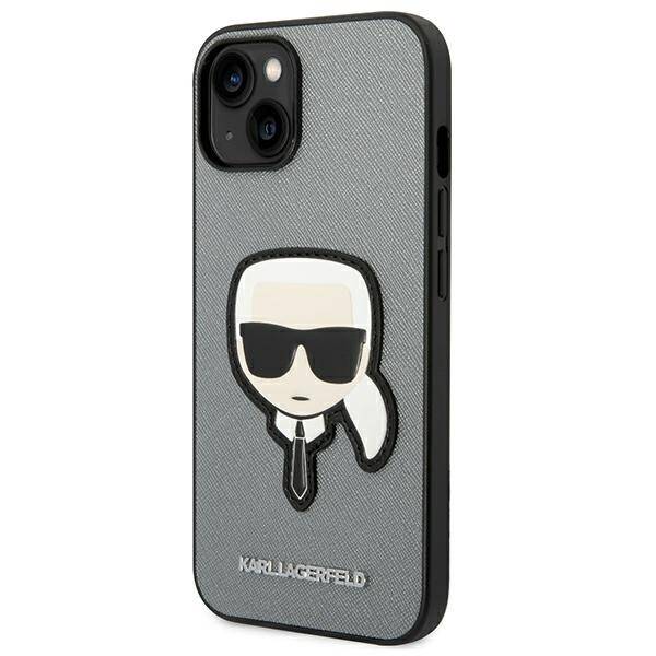 ETUI KARL LAGERFELD SAFFIANO DO IPHONE 14 / 15 SILVER