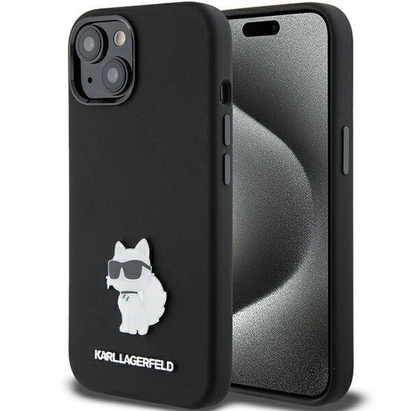 ETUI KARL LAGERFELD SILICONE CHOUPETTE METAL PIN do iPhone 14 PLUS / 15 PLUS