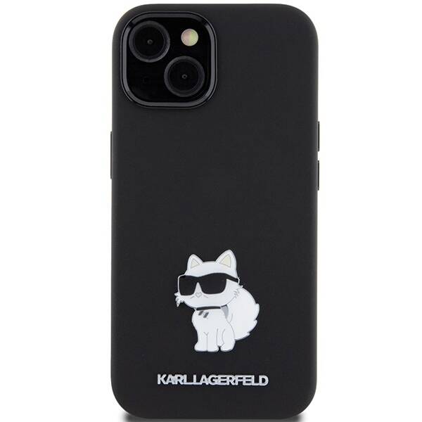 ETUI KARL LAGERFELD SILICONE CHOUPETTE METAL PIN do iPhone 14 PLUS / 15 PLUS