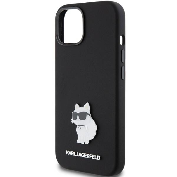 ETUI KARL LAGERFELD SILICONE CHOUPETTE METAL PIN do iPhone 14 PLUS / 15 PLUS