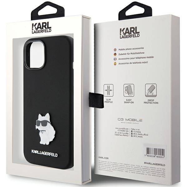 ETUI KARL LAGERFELD SILICONE CHOUPETTE METAL PIN do iPhone 14 PLUS / 15 PLUS