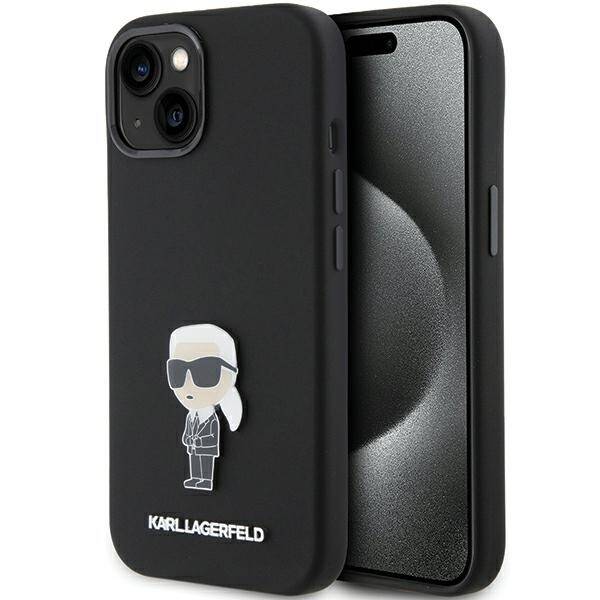 ETUI KARL LAGERFELD SILICONE IKONIK METAL PIN do iPhone 14 PLUS / 15 PLUS