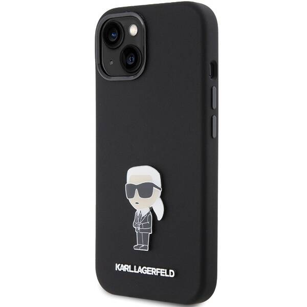 ETUI KARL LAGERFELD SILICONE IKONIK METAL PIN do iPhone 14 PLUS / 15 PLUS