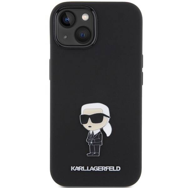 ETUI KARL LAGERFELD SILICONE IKONIK METAL PIN do iPhone 14 PLUS / 15 PLUS