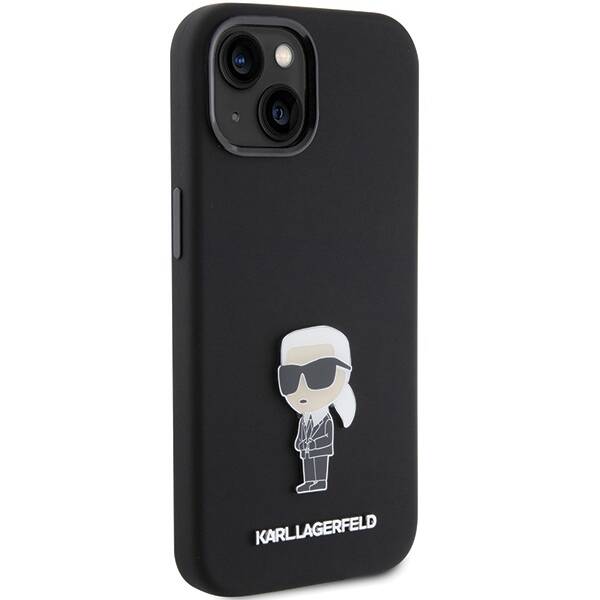 ETUI KARL LAGERFELD SILICONE IKONIK METAL PIN do iPhone 14 PLUS / 15 PLUS